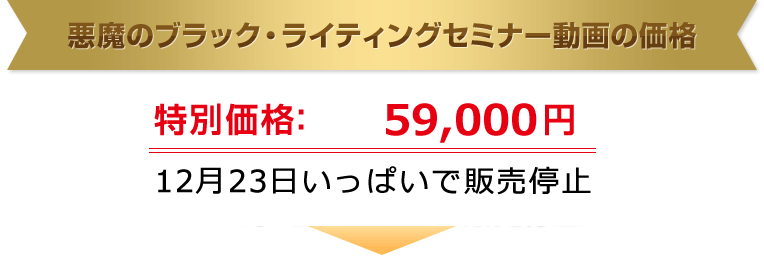 ブラック・ライティングセミナー動画の価格 特別価格：38000円